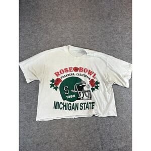 Vintage 90s Michigan State Spartans Rose Bowl Crop Shirt Womens L Cut Off NCAA